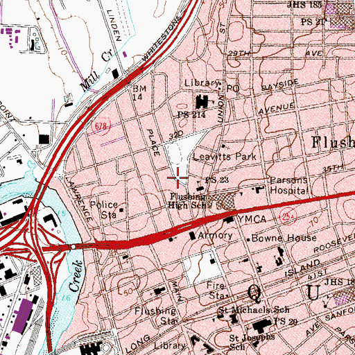 Topographic Map of Latimar Gardens Community Center, NY