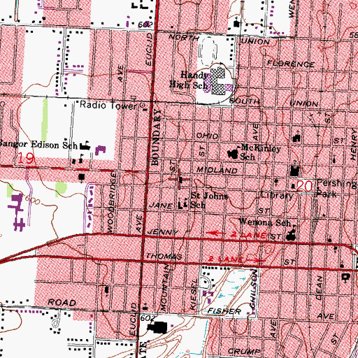 Topographic Map of Peoples Baptist Church, MI