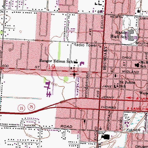 Topographic Map of New Hope Baptist Church, MI