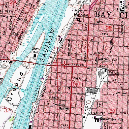 Topographic Map of Memorial Presbyterian Church, MI