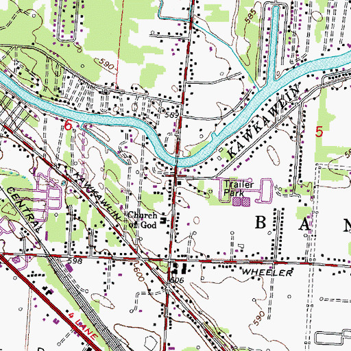 Topographic Map of North Euclid Church of God, MI