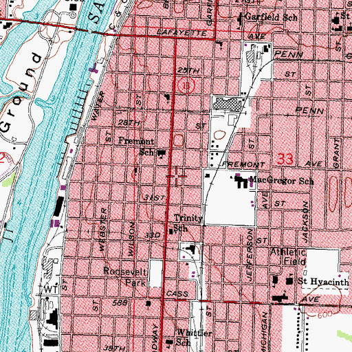 Topographic Map of Our Lady of Guadalupe Parish, MI