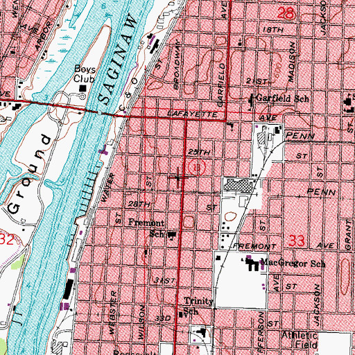 Topographic Map of Broadway Baptist Church, MI