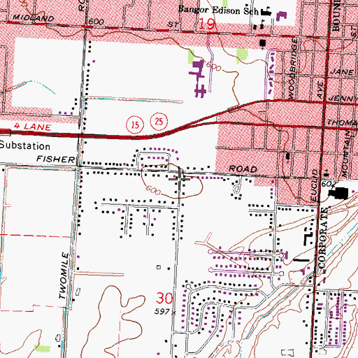 Topographic Map of Kingdom Hall of Jehovah's Witnesses, MI