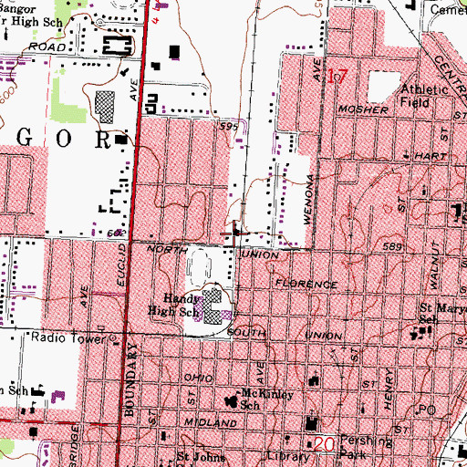 Topographic Map of Wesleyan Church, MI
