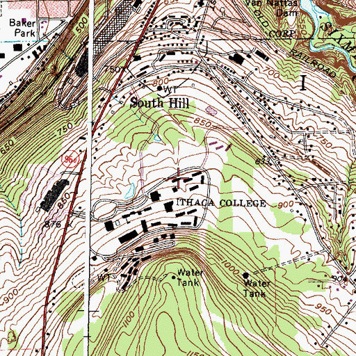 Topographic Map of Landon Hall, NY