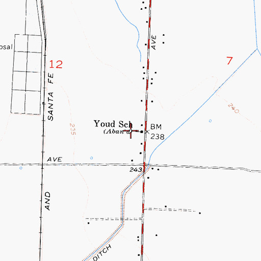 Topographic Map of Youd School, CA