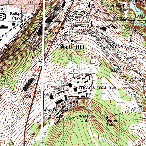 Topographic Map of Park Hall, NY