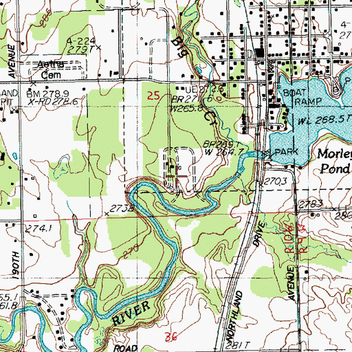 Topographic Map of Mecosta Pines RV Park, MI