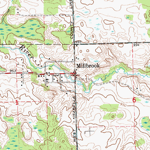 Topographic Map of Millbrook Post Office, MI