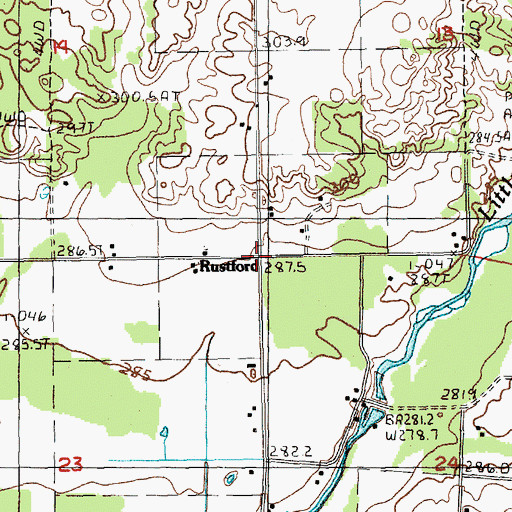 Topographic Map of Rustford Post Office (historical), MI
