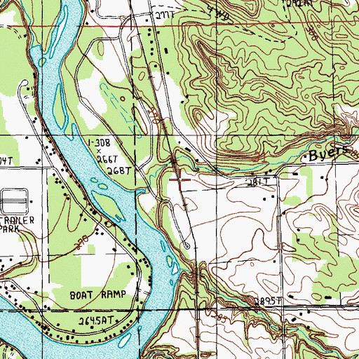 Topographic Map of Byers Post Office (historical), MI