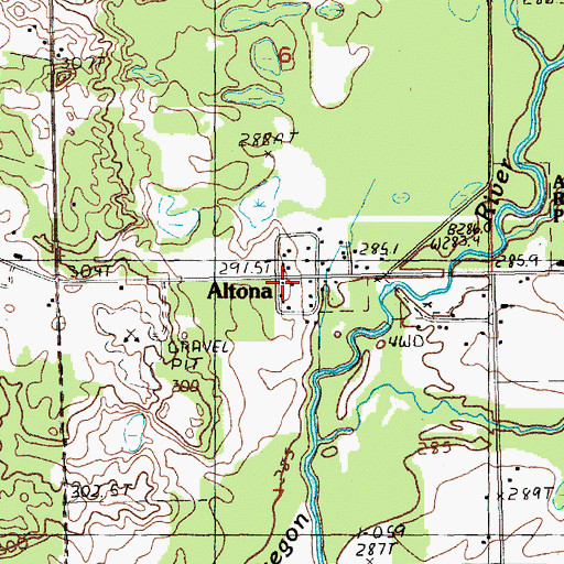 Topographic Map of Altona Post Office (historical), MI
