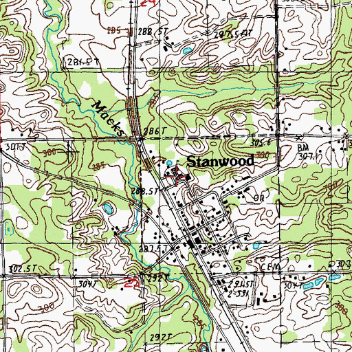 Topographic Map of Stanwood Elementary School, MI