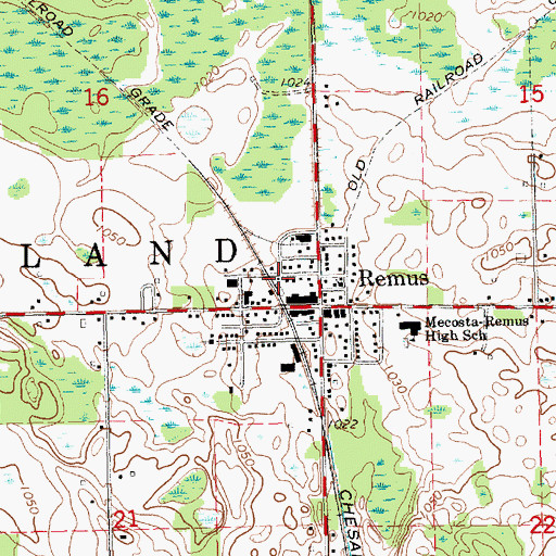 Topographic Map of Wheatland Township Library, MI