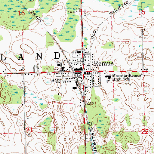 Topographic Map of Remus Station (historical), MI