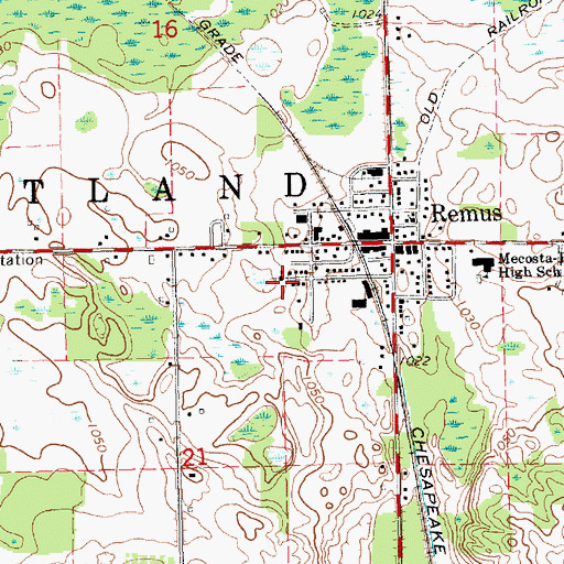 Topographic Map of Saint Paul's Lutheran Church, MI