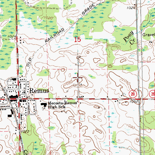 Topographic Map of Chippewa Hills Baptist Church, MI