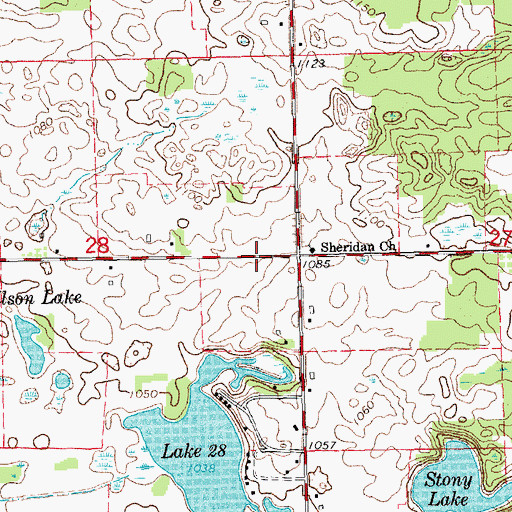 Topographic Map of Chippewa Hills High School, MI
