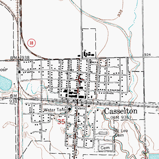 Topographic Map of Saint Leo's Roman Catholic Church, ND