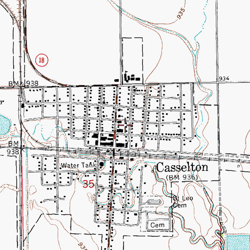 Topographic Map of Saint Leo's Parish House, ND