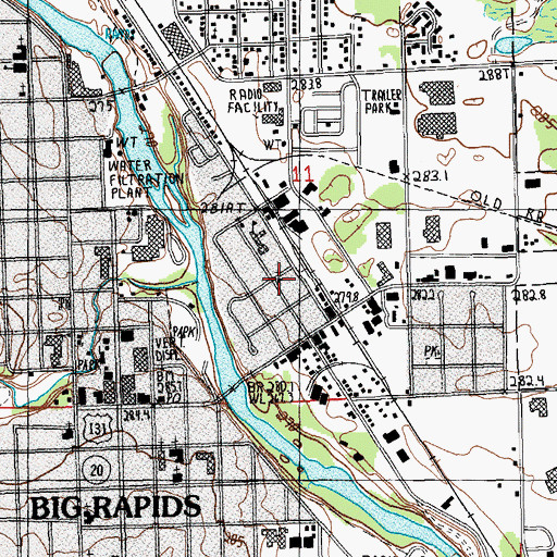 Topographic Map of Big Rapids Parish, MI