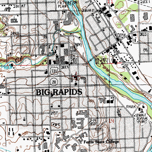 Topographic Map of First Baptist Church, MI