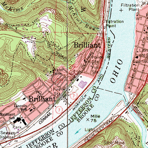 Topographic Map of Duvall's Trailer Park, OH