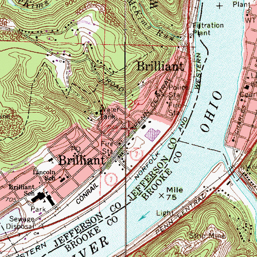 Topographic Map of Moores Trailer Park, OH