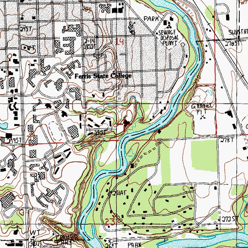 Topographic Map of Saint Paul Catholic Campus Parish, MI
