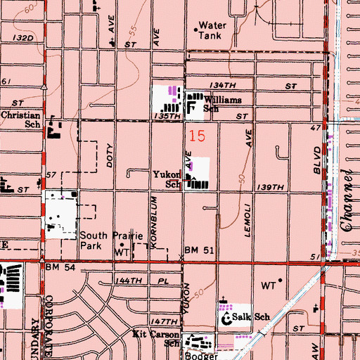 Topographic Map of Yukon Intermediate School, CA