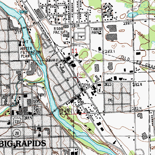 Topographic Map of Big Rapids Station (historical), MI
