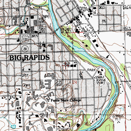 Topographic Map of Mecosta County Medical Center, MI