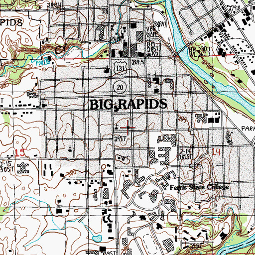 Topographic Map of Big Rapids Library, MI