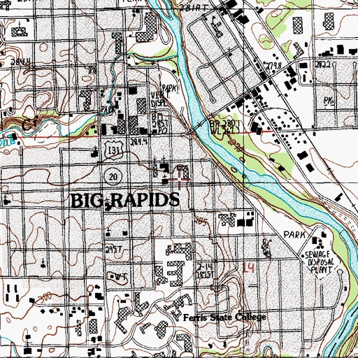 Topographic Map of Mecosta County Sheriff's Office, MI
