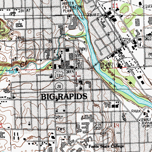 Topographic Map of Mecosta County Historical Museum, MI