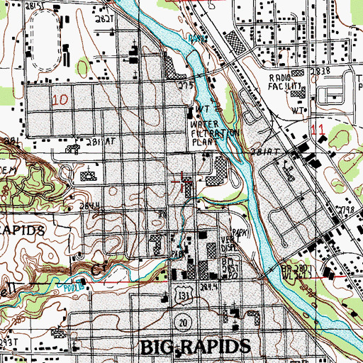 Topographic Map of Big Rapids Department of Public Safety Fire Station, MI