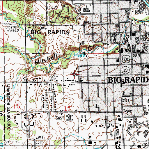 Topographic Map of Brookside Elementary School, MI