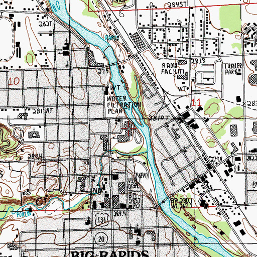 Topographic Map of Big Rapids Middle School, MI