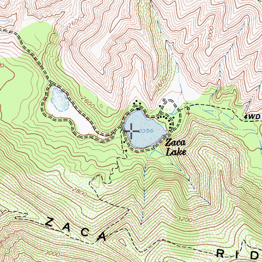 Topographic Map of Zaca Lake, CA