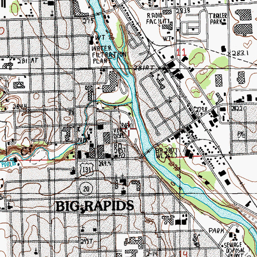 Topographic Map of Hemlock Park, MI