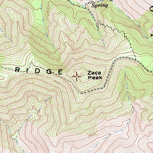 Topographic Map of Zaca Peak, CA