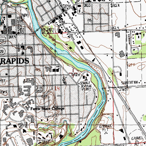 Topographic Map of River Street Park, MI