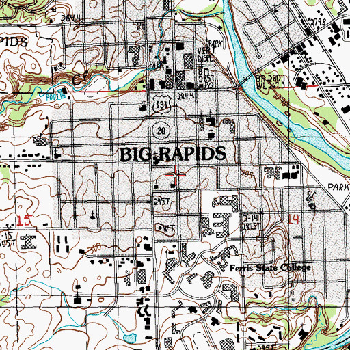 Topographic Map of Library Park, MI