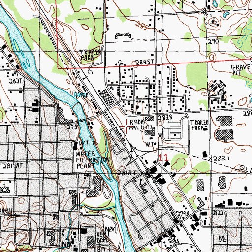 Topographic Map of Industrial Park Ballfield, MI