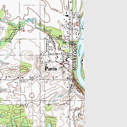 Topographic Map of Paris United Methodist Church, MI