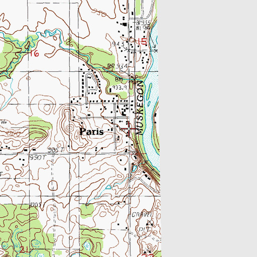 Topographic Map of Church of Christ of Big Rapids, MI