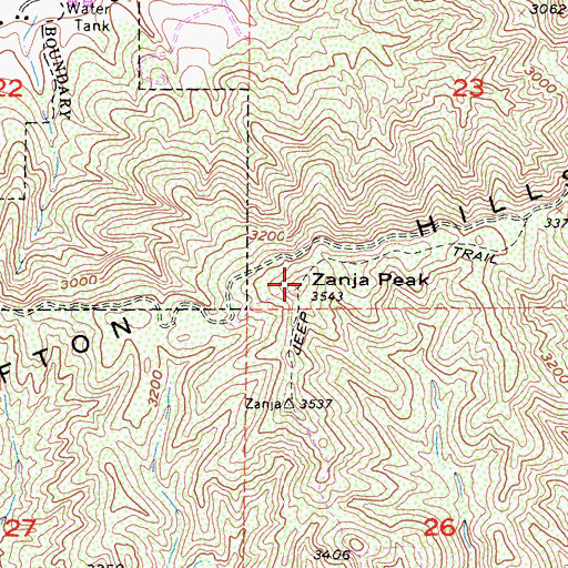 Topographic Map of Zanja Peak, CA