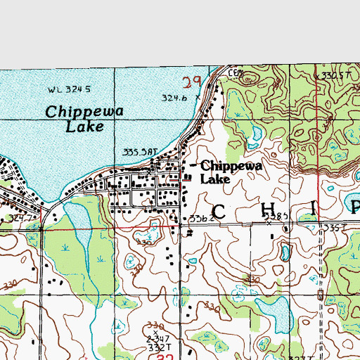 Topographic Map of Chippewa Lake Station (historical), MI