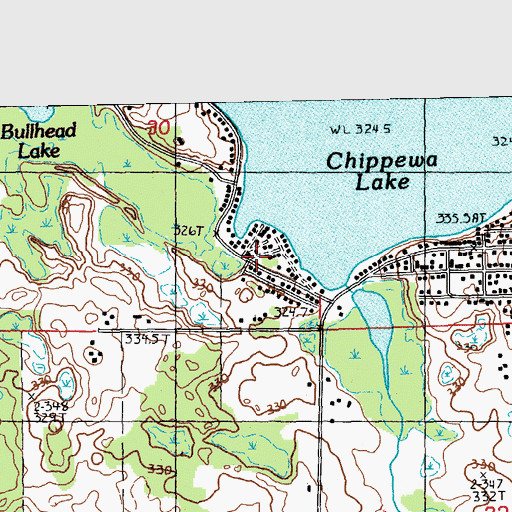 Topographic Map of Chippewa Township Hall, MI
